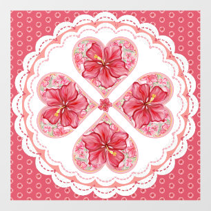 Hibiscus & lace RED Floor Decals