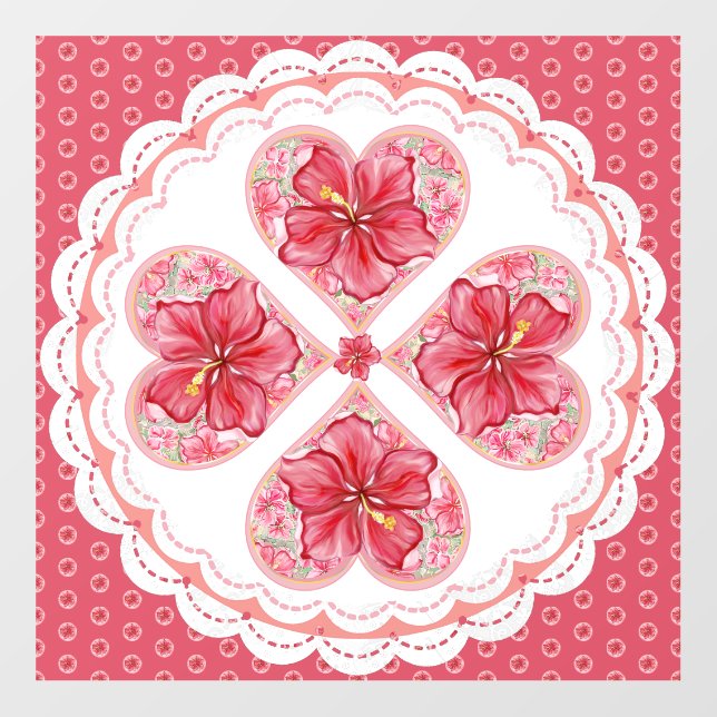 Hibiscus & lace RED Floor Decals (Front)