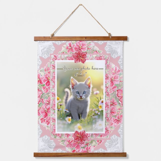 Hibiscus & lace RED Hanging Tapestry (Front)