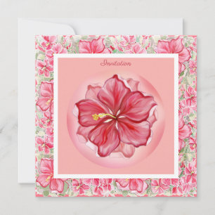 Hibiscus & lace RED Invitation