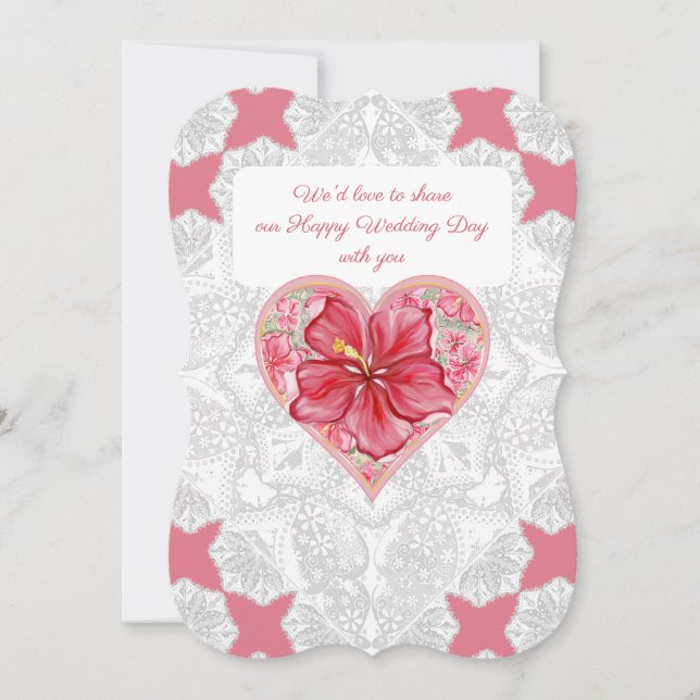 Hibiscus & lace RED Invitation (Front)
