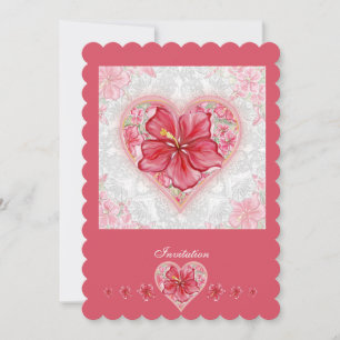 Hibiscus & lace RED Invitation