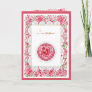 Hibiscus & lace RED Invitation