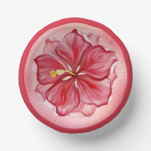 Hibiscus & lace RED Paper Bowls