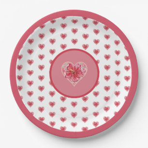 Hibiscus & lace RED Paper Plates