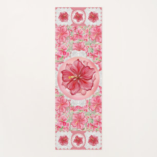 Hibiscus & lace RED Yoga Mat