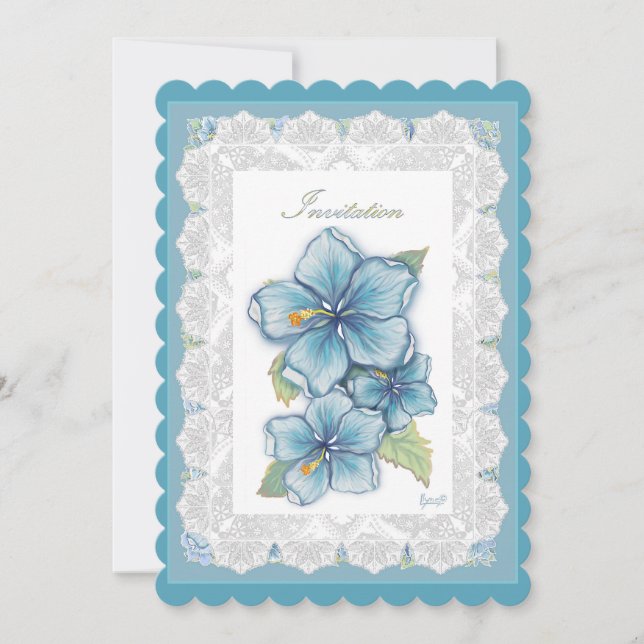 Hibiscus & lace TURQUOISE (Front)