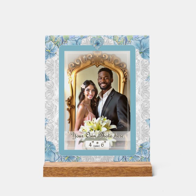 Hibiscus & lace TURQUOISE Acrylic Sign (Front)
