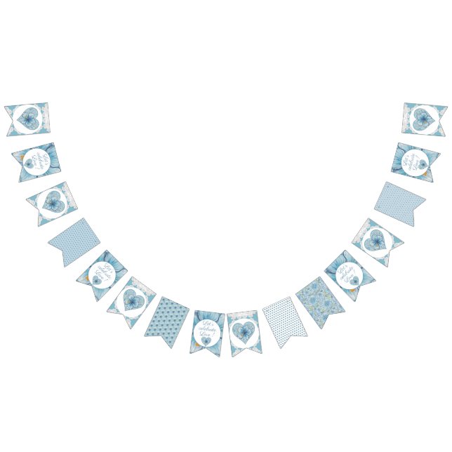 Hibiscus & lace TURQUOISE Bunting Flags (All)