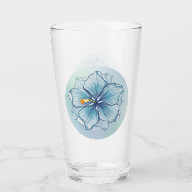 Hibiscus & lace TURQUOISE Glass (Front)