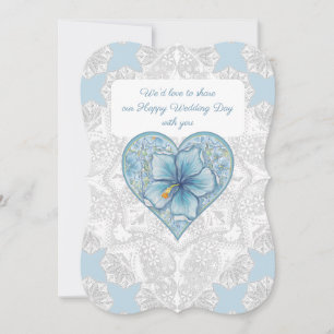 Hibiscus & lace TURQUOISE Invitation