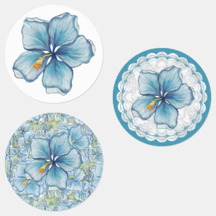 Hibiscus & lace TURQUOISE Kids' Labels