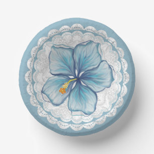 Hibiscus & lace TURQUOISE Paper Bowls