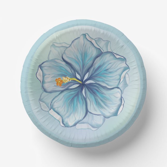 Hibiscus & lace TURQUOISE Paper Bowls (Front)
