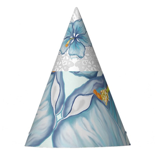 Hibiscus & lace TURQUOISE Party Hat (Front)