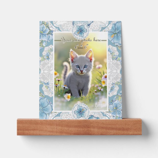 Hibiscus & lace TURQUOISE Picture Ledge (Front)