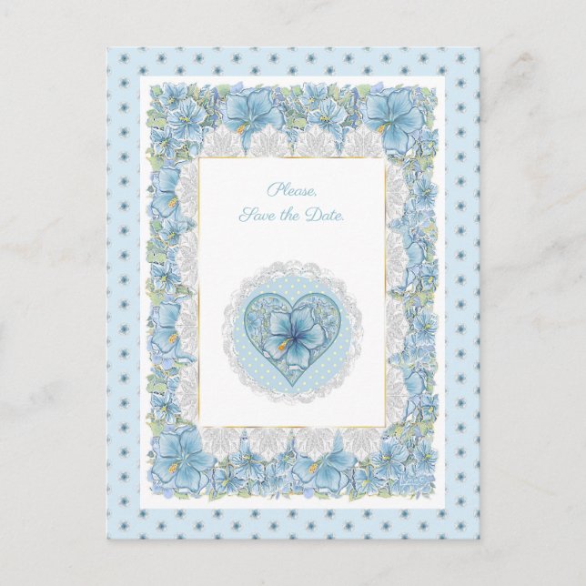 Hibiscus & lace TURQUOISE Postcard (Front)