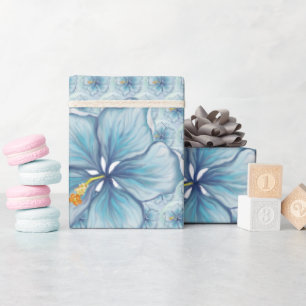 Hibiscus & lace TURQUOISE Wrapping Paper