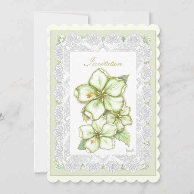 Hibiscus & lace WHITE (Front)