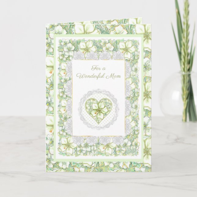 Hibiscus & lace WHITE Card (Front)