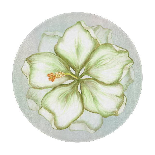 Hibiscus & lace WHITE Cutting Board (Front)