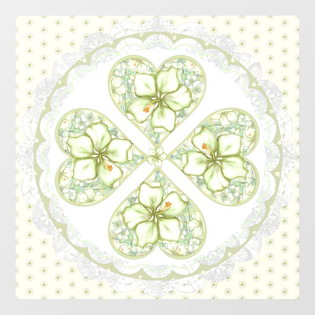 Hibiscus & lace WHITE Floor Decals (Front)