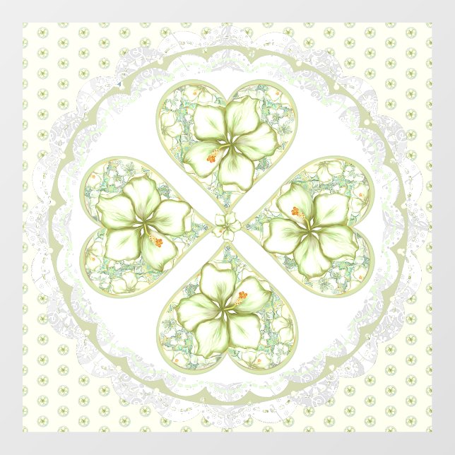 Hibiscus & lace WHITE Floor Decals (Front)