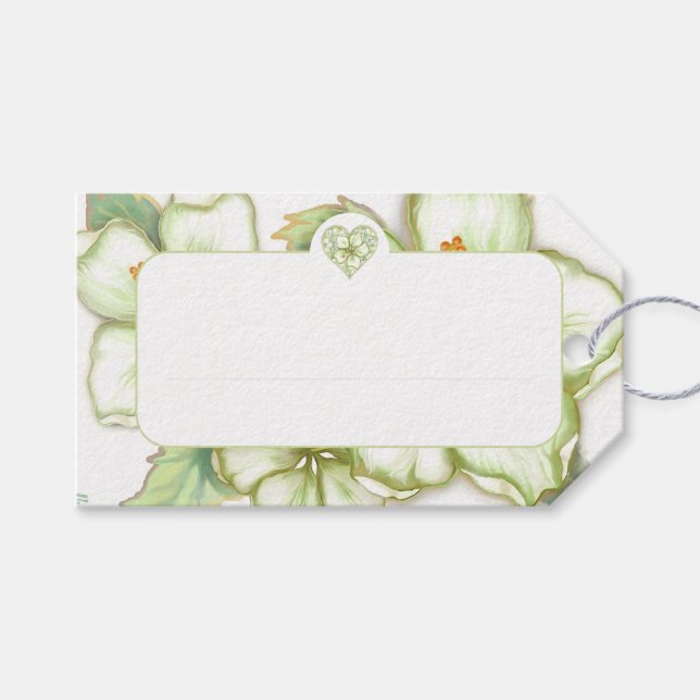 Hibiscus & lace WHITE Gift Tags (Front (Horizontal))