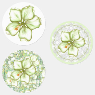 Hibiscus & lace WHITE Kids' Labels