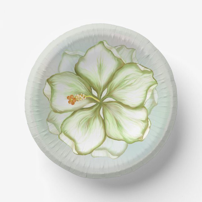 Hibiscus & lace WHITE Paper Bowls (Front)
