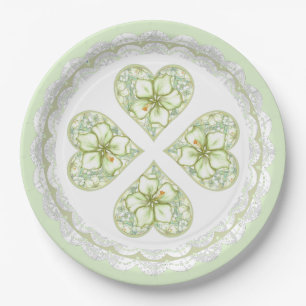 Hibiscus & lace WHITE Paper Plates