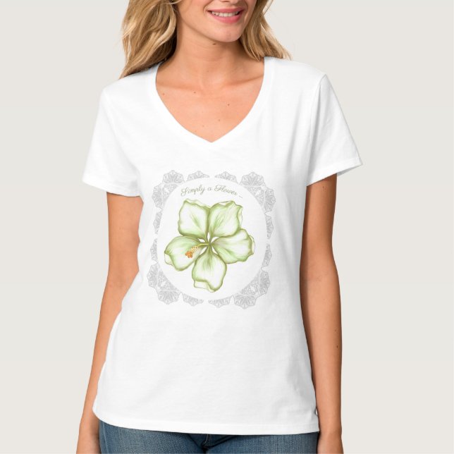 Hibiscus & lace WHITE T-Shirt (Front)