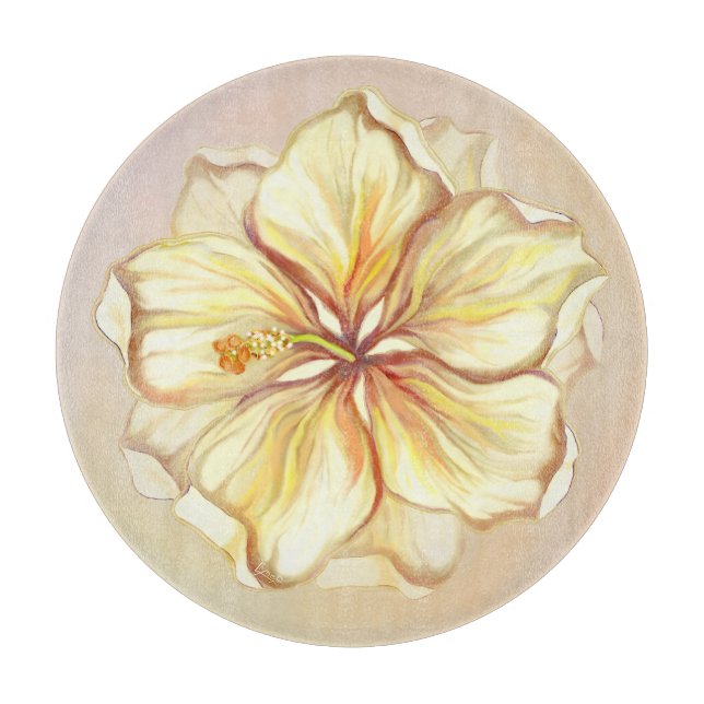 Hibiscus & lace YELLOW Cutting Board (Front)
