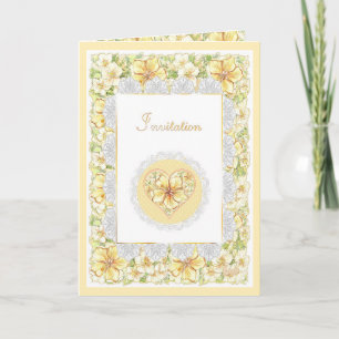 Hibiscus & lace YELLOW Invitation