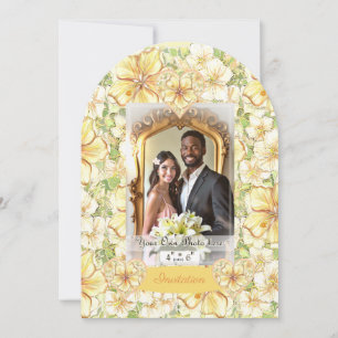 Hibiscus & lace YELLOW Invitation