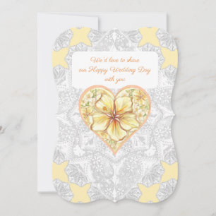 Hibiscus & lace YELLOW Invitation