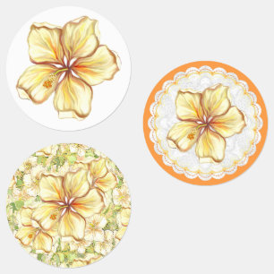 Hibiscus & lace YELLOW Kids' Labels