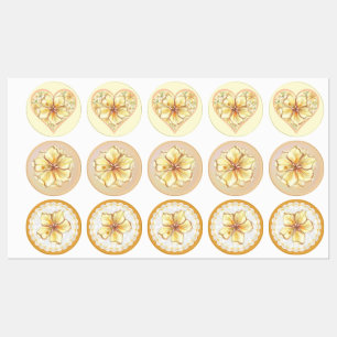 Hibiscus & lace YELLOW Labels