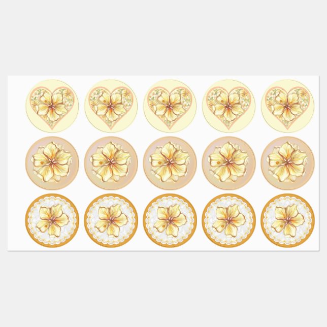 Hibiscus & lace YELLOW Labels (Sheet)