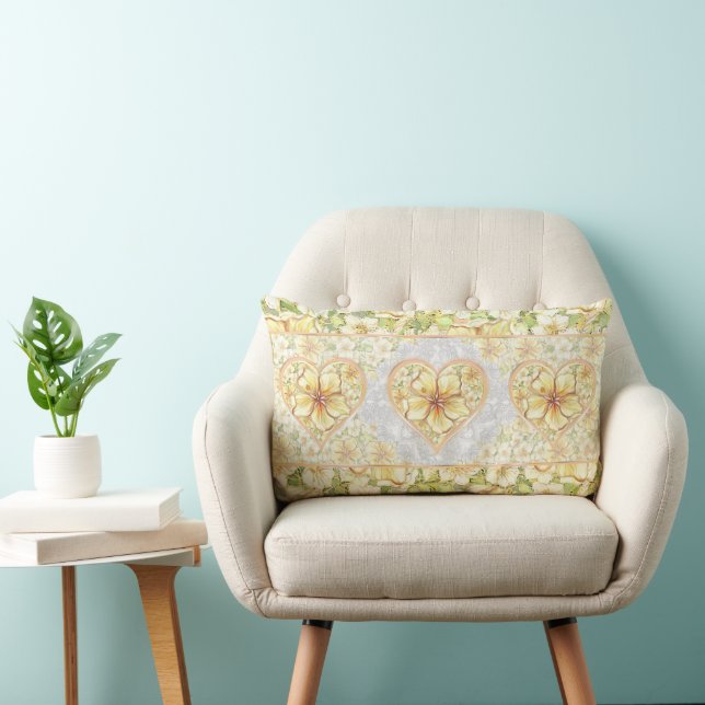 Hibiscus & lace YELLOW Lumbar Pillow (Chair)