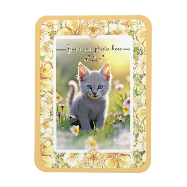 Hibiscus & lace YELLOW Magnet (Vertical)