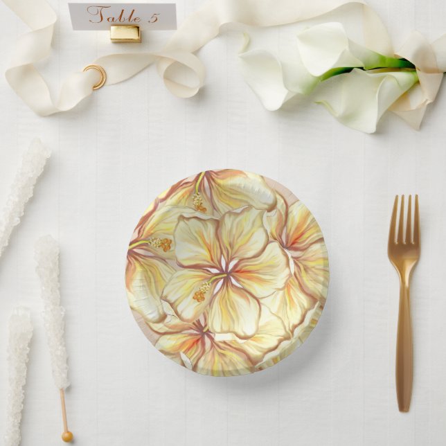 Hibiscus & lace YELLOW Paper Bowls (Wedding)