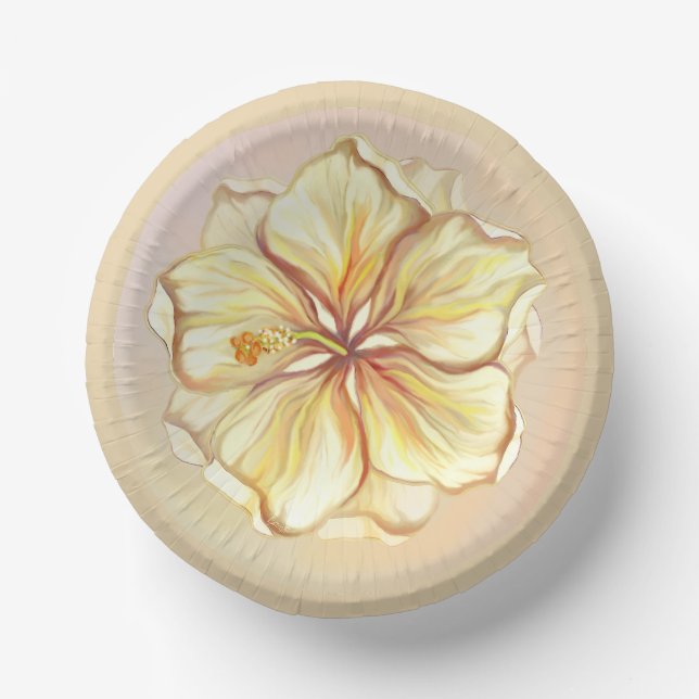 Hibiscus & lace YELLOW Paper Bowls (Front)
