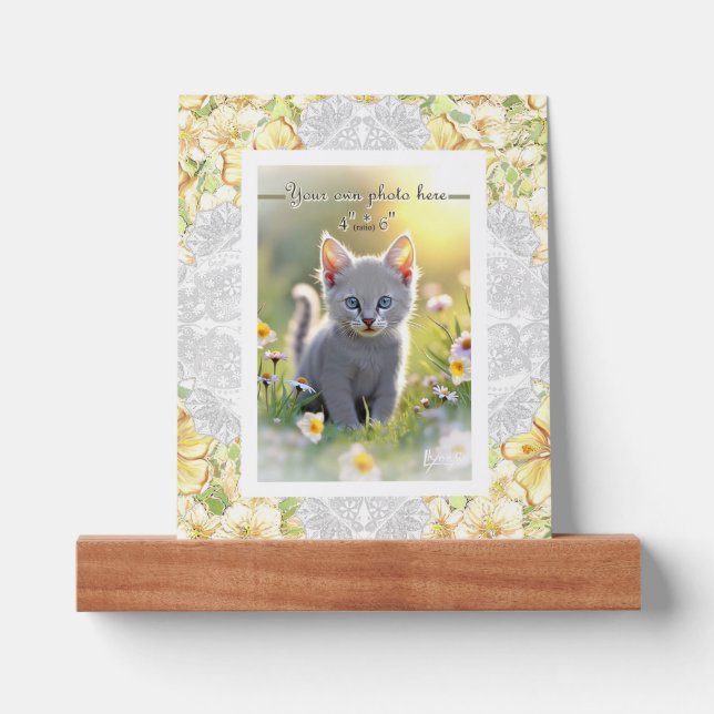 Hibiscus & lace YELLOW Picture Ledge (Front)