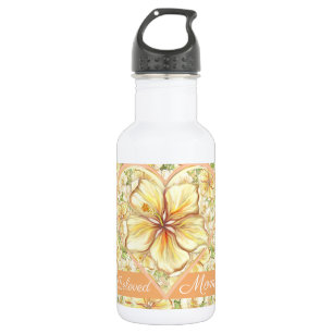 Hibiscus & lace YELLOW Stainless Steel Water Bottle