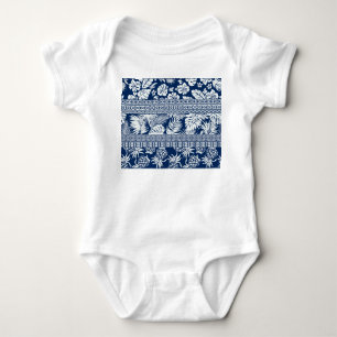 Hibiscus, leaves: Hawaiian ornament wallpaper. Baby Bodysuit
