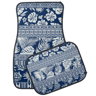 Hibiscus, leaves: Hawaiian ornament wallpaper. Car Floor Mat