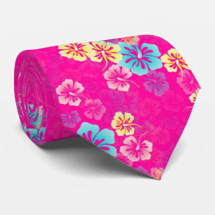 Hibiscus Leis/Hawaiian Tie/Tropical/diy background Neck Tie