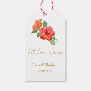 Hibiscus Let love grow wedding seed Gift Tags