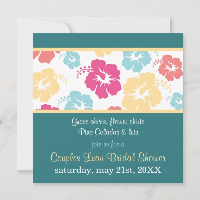 Hibiscus Luau Bridal Shower Invitation (Front)